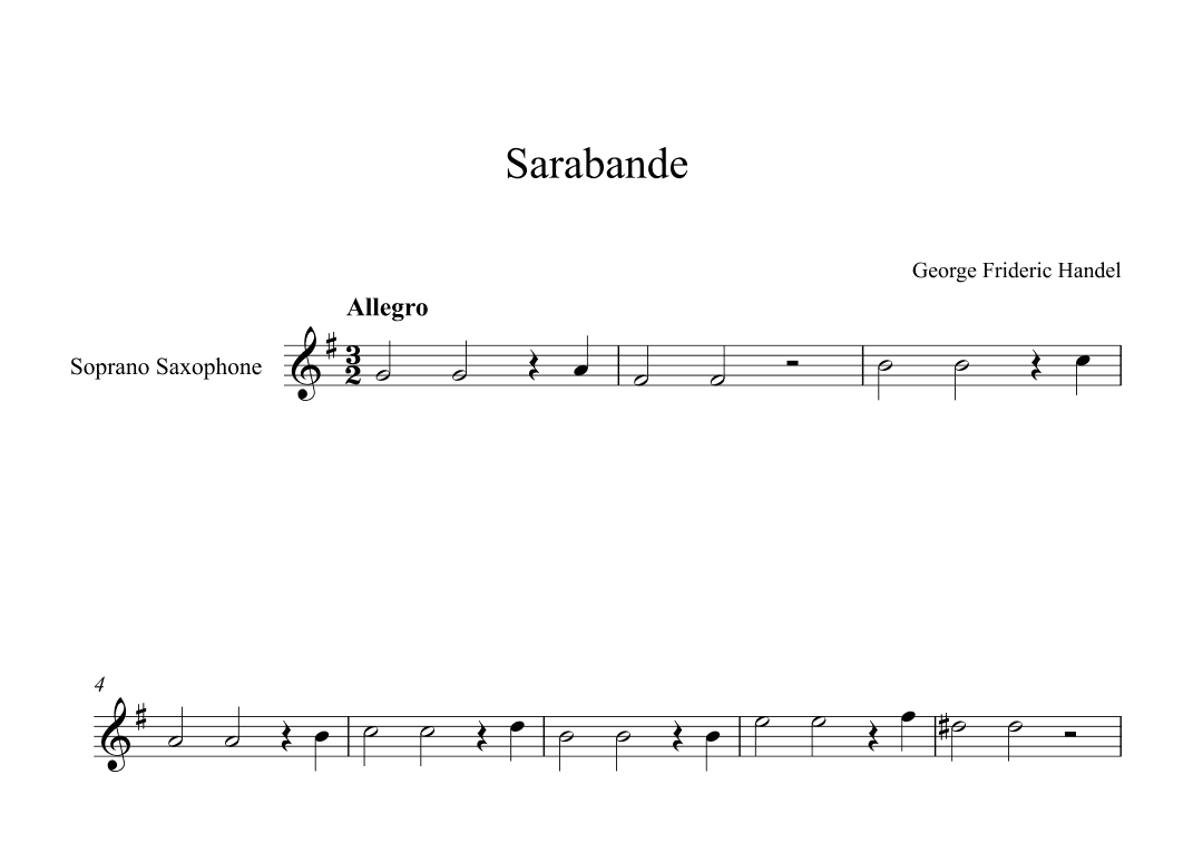 Sarabande - George Frideric Handel (Soprano Sax) (arr. Digital Book Music)