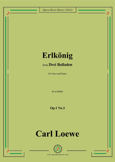 Loewe-Erlkonig,in a minor,Op.1 No.3,from Drei Balladen,for Voice and Piano (arr. OSM Press)