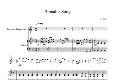 Toreador Song - Georges Bizet (Soprano Sax + Piano) (arr. Digital Book Music)