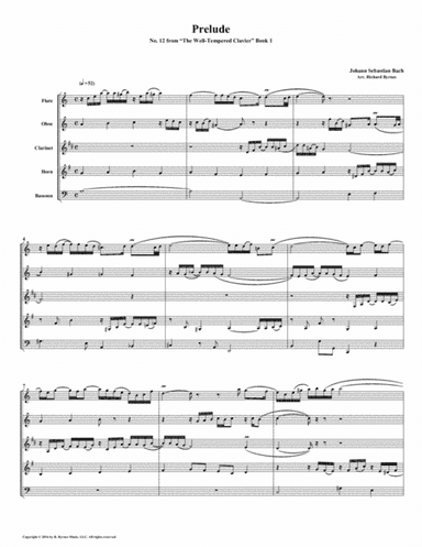 Prelude 12 from Well-Tempered Clavier, Book 1 (Woodwind Quintet) (arr. Richard Byrnes)