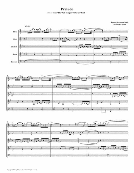 Prelude 12 from Well-Tempered Clavier, Book 1 (Woodwind Quintet) (arr. Richard Byrnes)