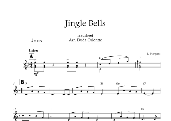 Jingle Bells (F major - leadhsheet - no lyrics) (arr. Duda Oriontte)