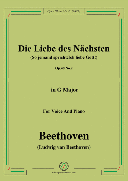 Beethoven-Die Liebe des Nächsten,Op.48 No.2,in G Major,for Voice and Piano (arr. MSM)