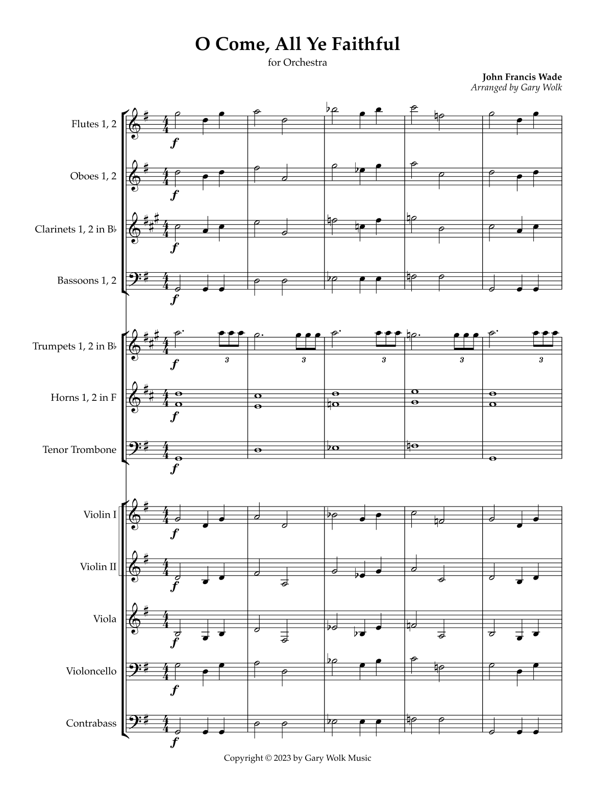 O Come, All Ye Faithfull (arr. Gary Wolk)
