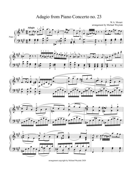 Adagio from Concerto no. 23 (arr. Michael Woytiuk)