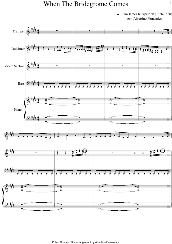 When The Bridegrome Comes - Score Only (arr. Albertino Fernandes)