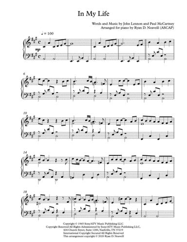 In My Life (arr. Ryan D. Neaveill)