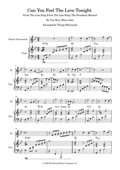 Can You Feel The Love Tonight (arr. Thiago Marconato)