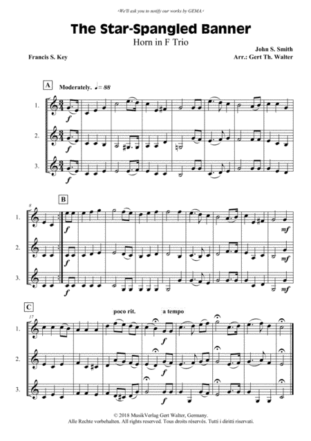 The Star-Spangled Banner (arr. Gert Th. Walter)
