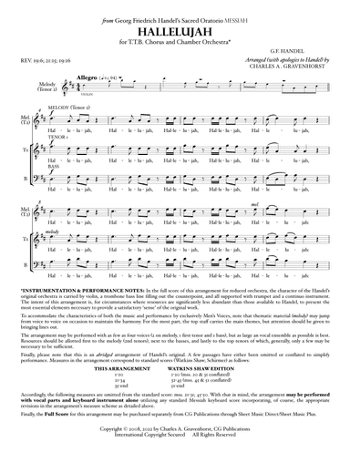 Hallelujah (from “MESSIAH”) for Men’s Chorus (TTB) – VOCAL PARTS (arr. Charles A. Gravenhorst)