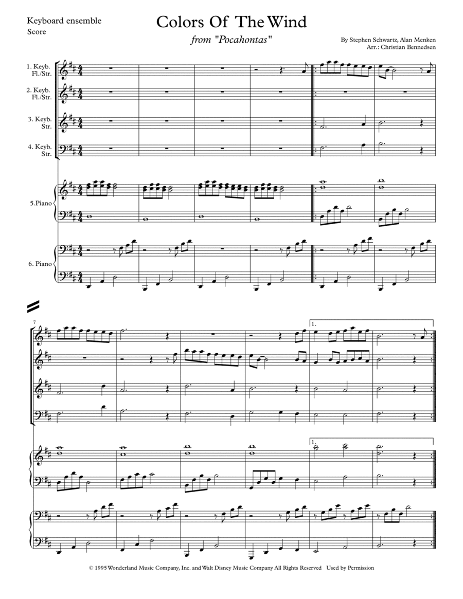 Colors Of The Wind (arr. Christian Bennedsen)