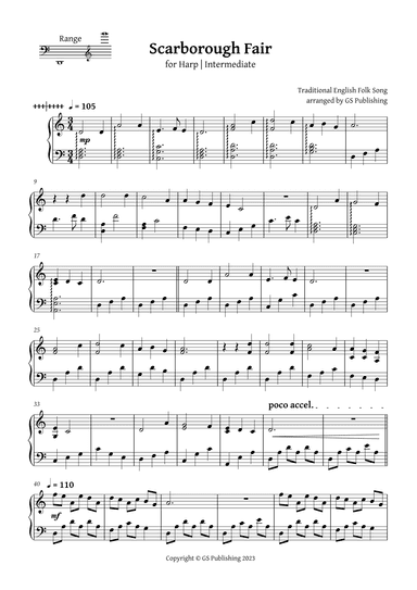 Scarborough Fair for Harp | Intermediate (arr. GS Publishing)