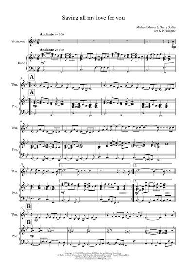 Saving All My Love For You (arr. Kevin P Holdgate)