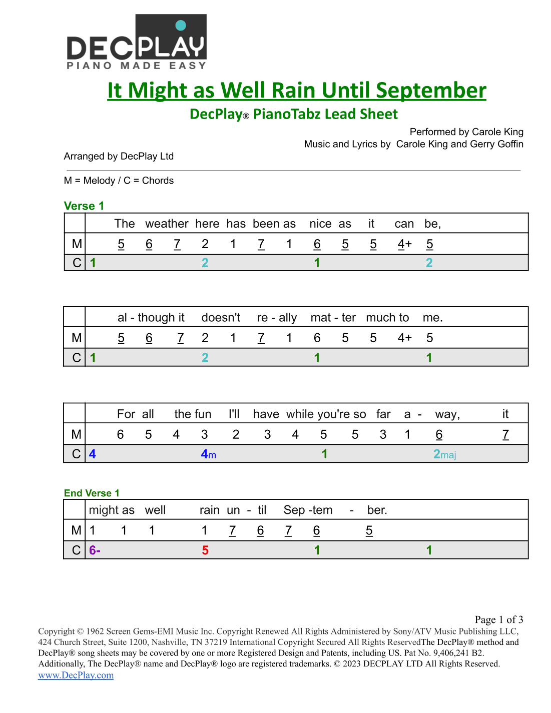 It Might As Well Rain Until September (arr. DecPlay Ltd)