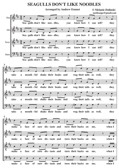 Seagulls Don't Like Noodles A Cappella SATB