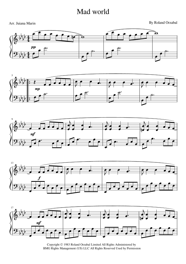 Mad World (arr. JULIANA MARIN)