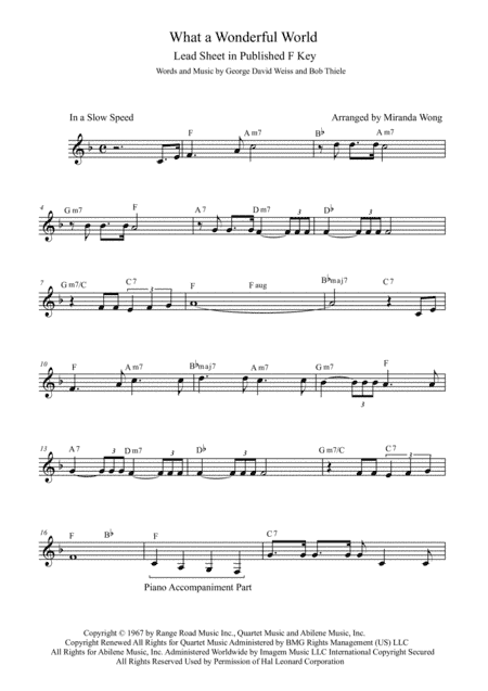 What A Wonderful World (arr. Miranda Wong)