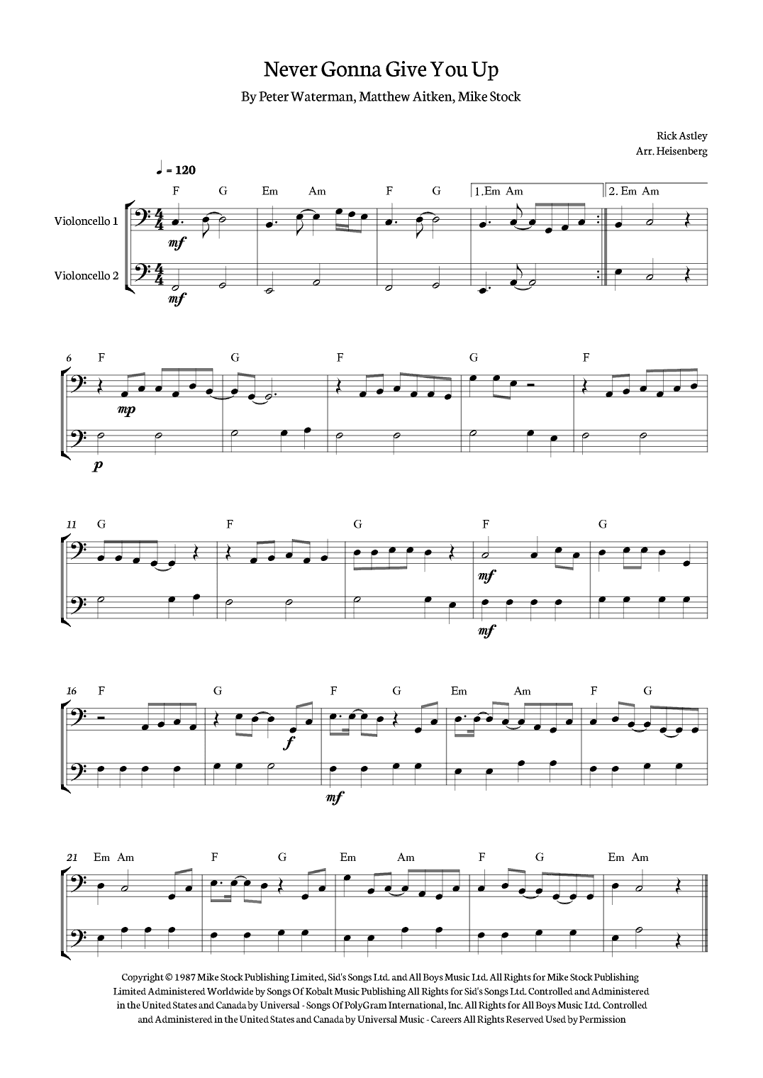 Never Gonna Give You Up (arr. Heisenberg)