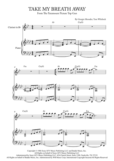 Take My Breath Away (love Theme) (arr. Karen Gueiros)