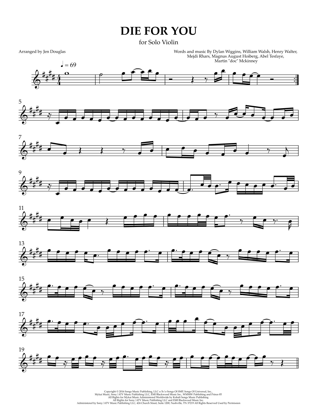 Die For You (arr. Jen Douglas)