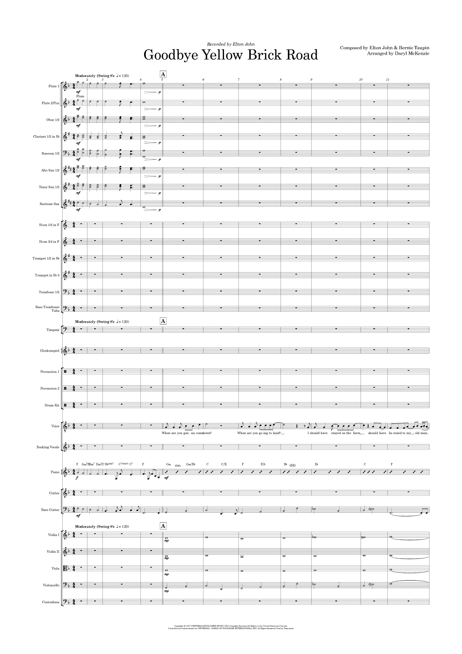 Goodbye Yellow Brick Road (arr. Daryl McKenzie)