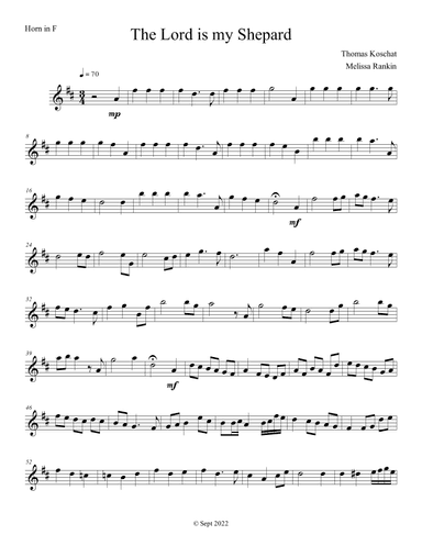 The Lord is My Shepard (arr. Melissa Rankin)