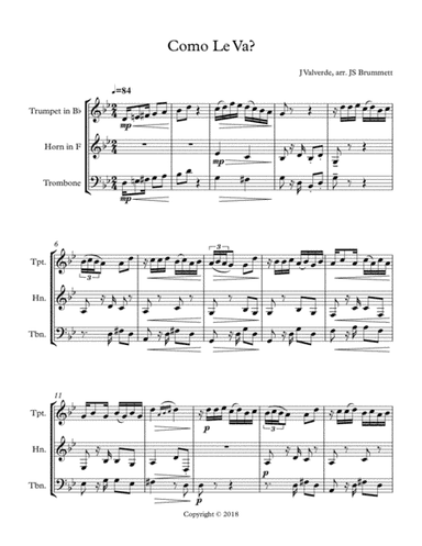 Como Le Va for Brass Trio (arr. Jennifer Brummett)