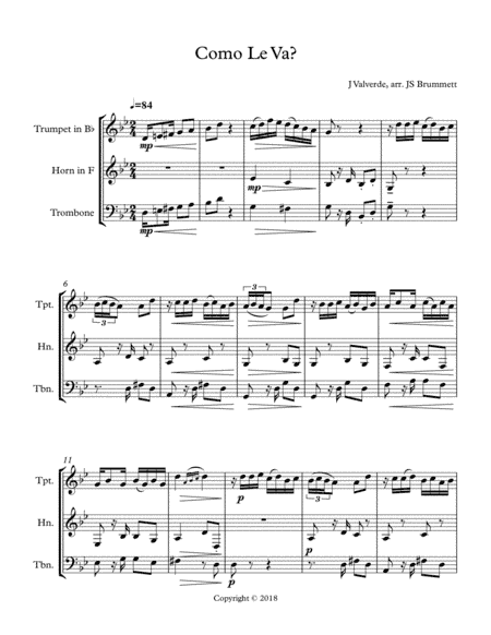 Como Le Va for Brass Trio (arr. Jennifer Brummett)