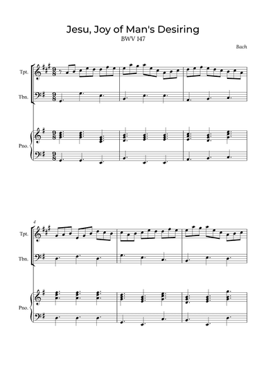 Jesu, Joy of Man's Desiring - Trumpet and Trombone with piano (arr. Alex Nunes Rodrigues)