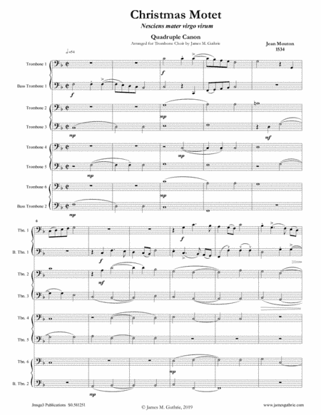 Mouton: Christmas Motet for Trombone Choir (arr. James M. Guthrie)