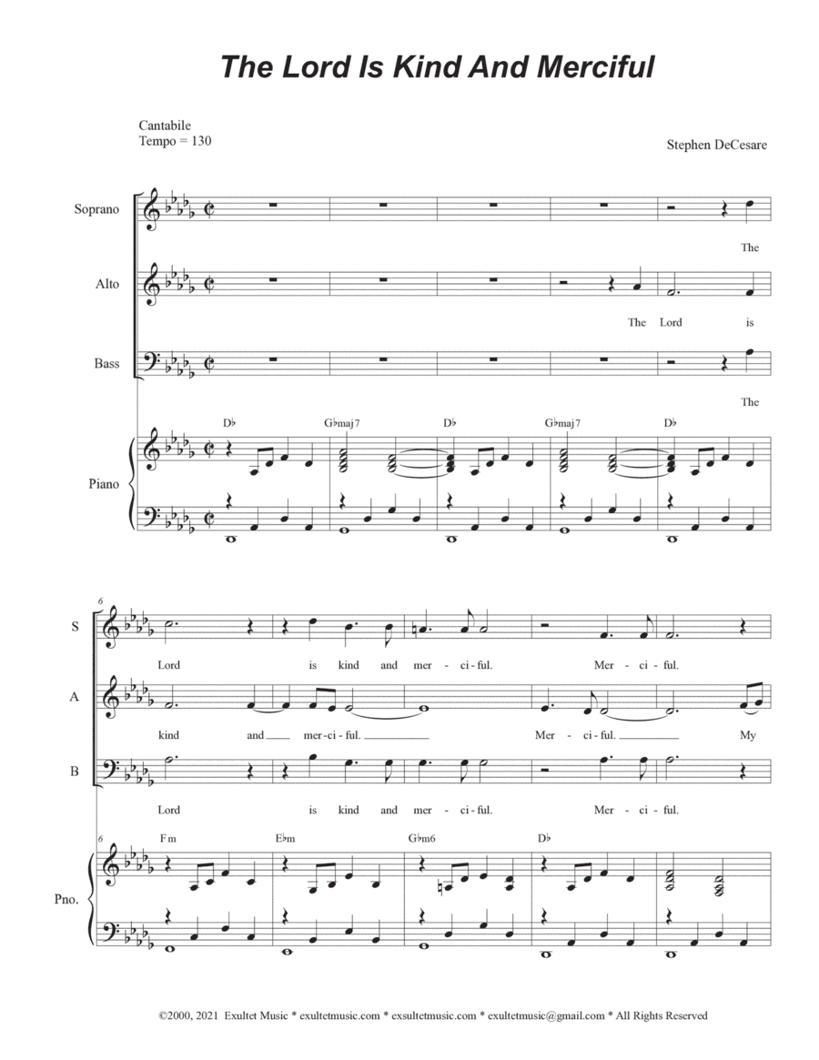 The Lord Is Kind And Merciful (Vocal Trio - (SAB)