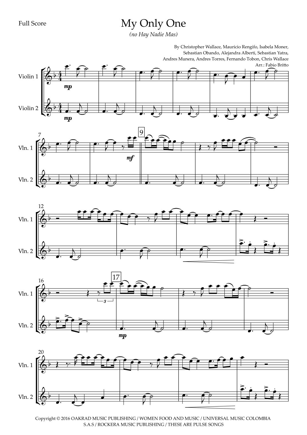 My Only One (no Hay Nadie Mas) (arr. Ottirb Sage)