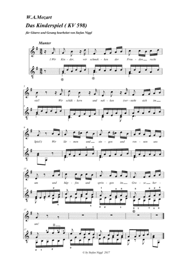 "Das Kinderspiel", KV 598  for Voice and Guitar (arr. Stefan Niggl)