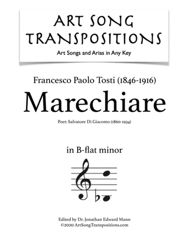 TOSTI: Marechiare (transposed to B-flat minor) (arr. ArtSongTranspositions.com)