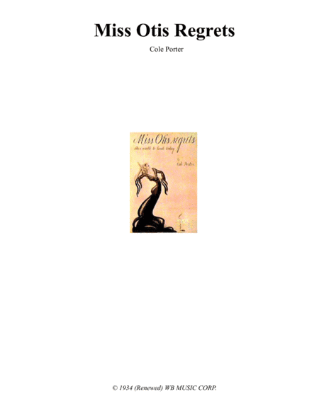 Miss Otis Regrets (she's Unable To Lunch Today) (arr. Enea A.)