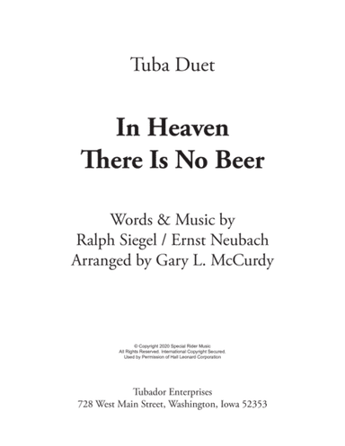 In Heaven There Is No Beer (arr. Gary McCurdy, The Tubador)