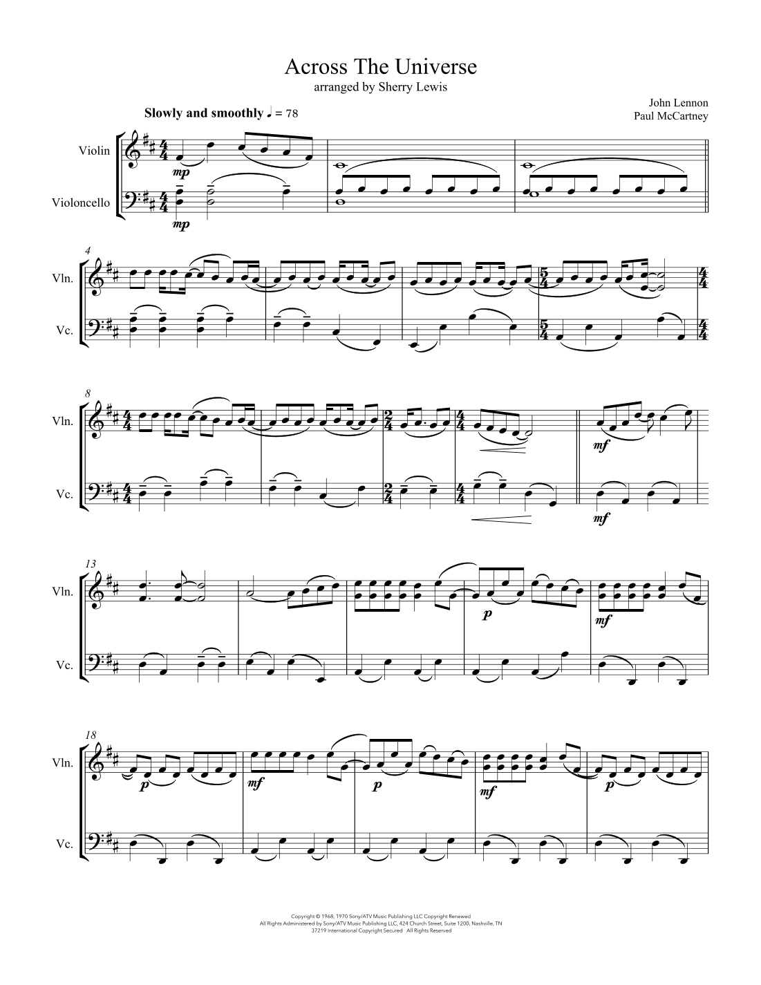 Across The Universe (arr. Sherry Lewis)
