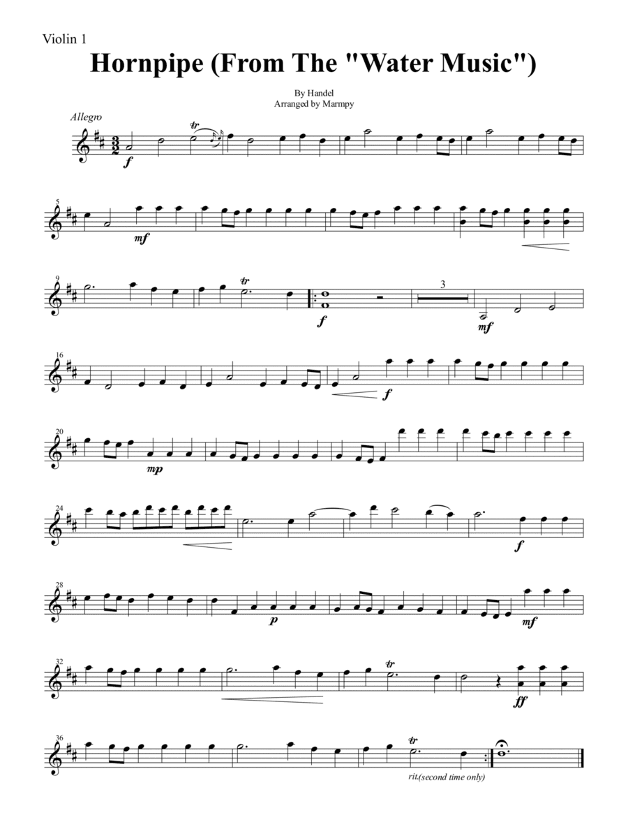 Hornpipe From The Water Music (arranged for string trio) (arr. Marmpy)