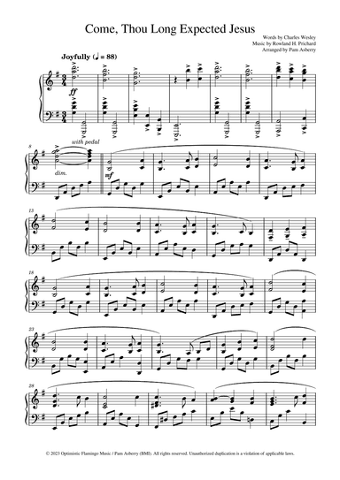 Come, Thou Long Expected Jesus (arr. Pam Asberry)