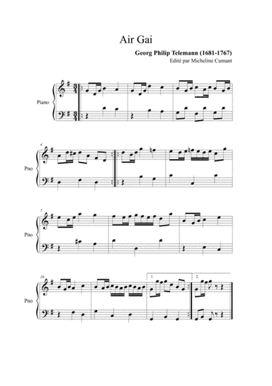 Telemann-Air Gai pour clavier (arr. Cumant Micheline)