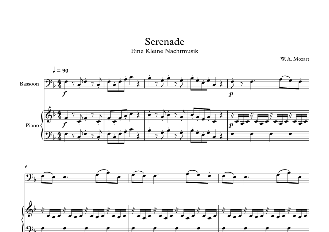 Serenade (Eine Kleine Nachtmusik) - Wolfgang Amadeus Mozart (Bassoon + Piano) (arr. Digital Book Music)