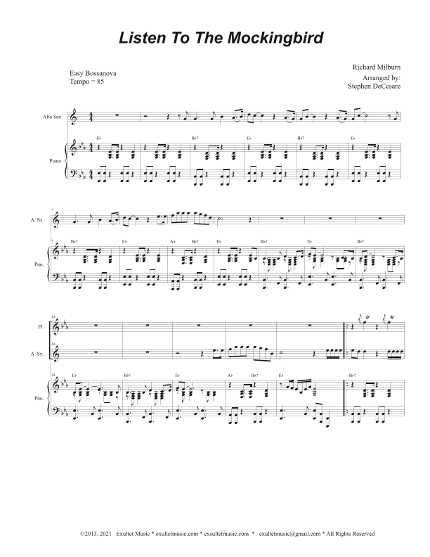 Listen To The Mockingbird (Alto Saxophone and Piano) (arr. Stephen DeCesare)