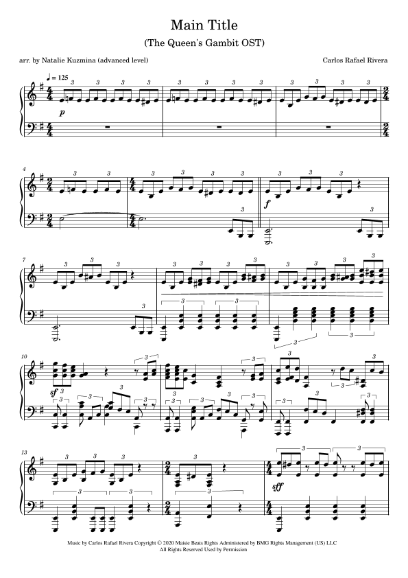 Main Title (arr. Natalie Kuzmina aka nattaliepiano)