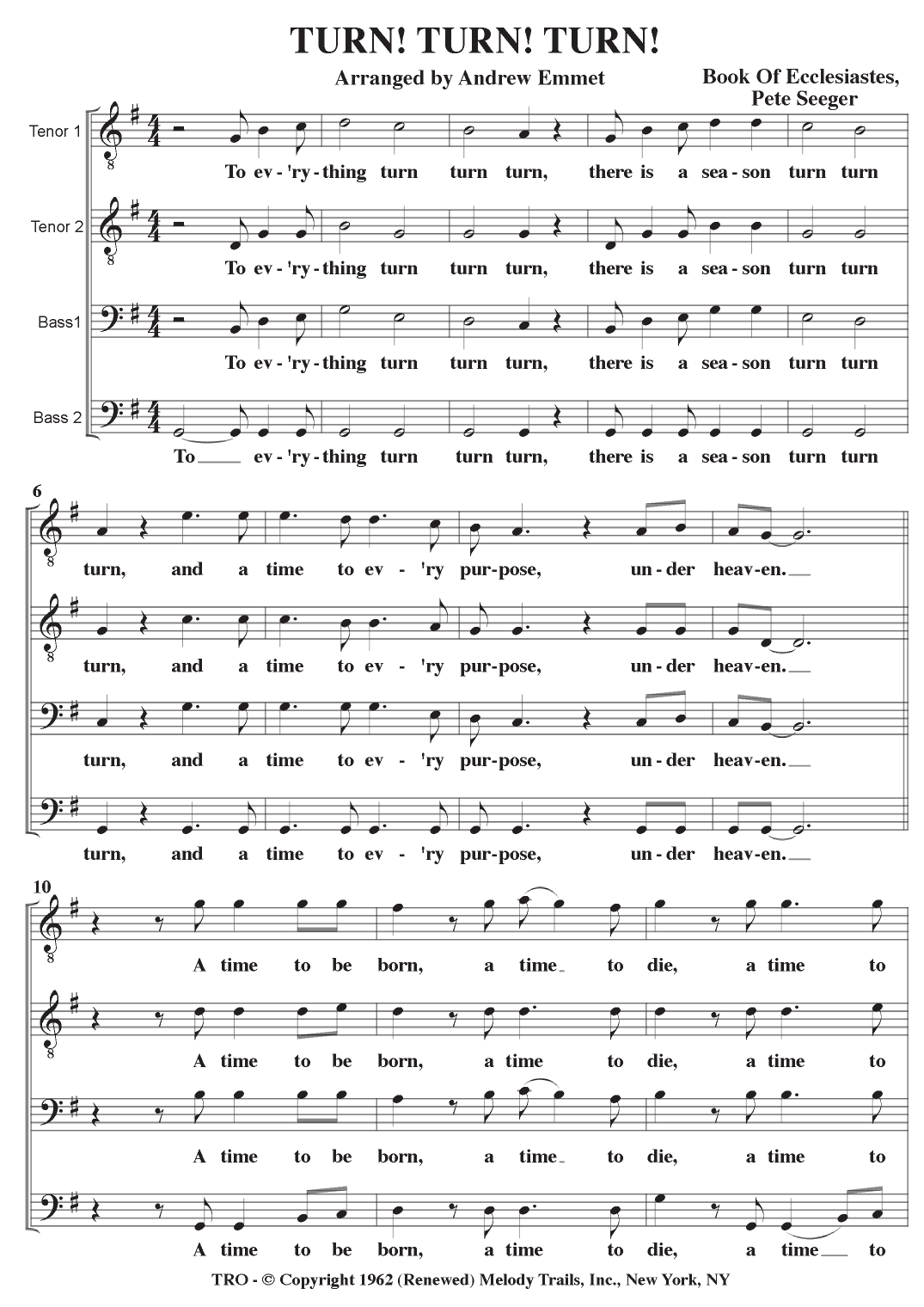 Turn! Turn! Turn! (to Everything There Is A Season) (arr. Andrew Emmet)