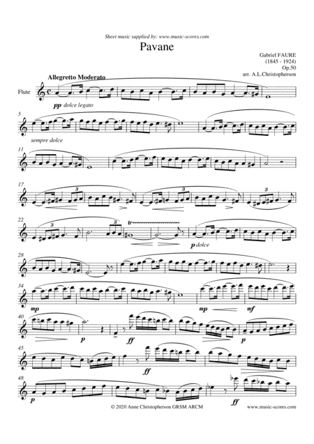 Faure Op.50 Pavane - Solo Flute - long version (arr. Anne L Christopherson GRSM ARCM)
