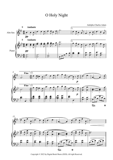 O Holy Night - Adolphe-Charles Adam (Alto Sax + Piano) (arr. Digital Book Music)