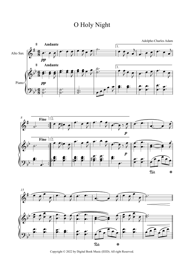 O Holy Night - Adolphe-Charles Adam (Alto Sax + Piano) (arr. Digital Book Music)