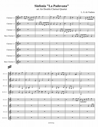 L. G. da Viadana - Sinfonia 'La Padovana' arr. for Double Clarinet Quartet (arr. Xlomeg)
