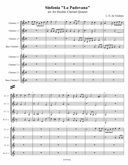 L. G. da Viadana - Sinfonia 'La Padovana' arr. for Double Clarinet Quartet (arr. Xlomeg)