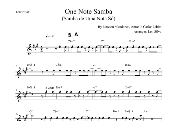 One Note Samba (samba De Uma Nota So) (arr. Leo Silva)